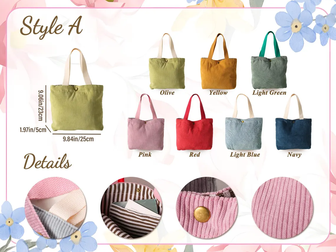 Personalized Corduroy Kids Tote Bag – Custom Name Handbag - Image 7