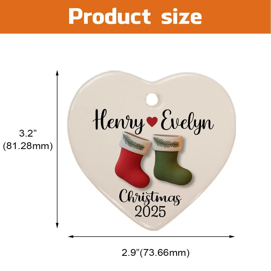 Personalized Couple Christmas Ornament 2025 | Custom Ceramic Keepsake Gift for Couples - Image 5