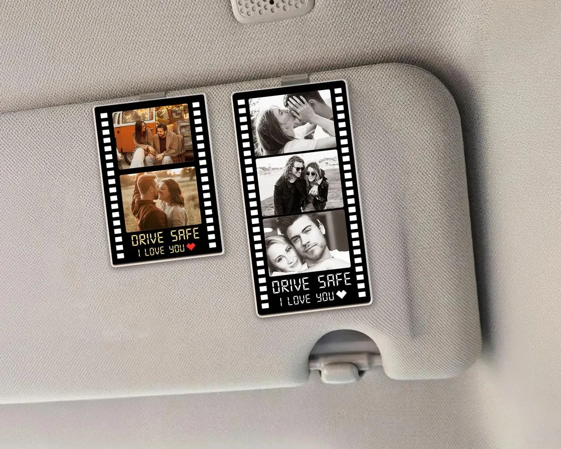Personalized Couple Photo Car Visor Clip – Drive Safe I Love You Gift - Image 2