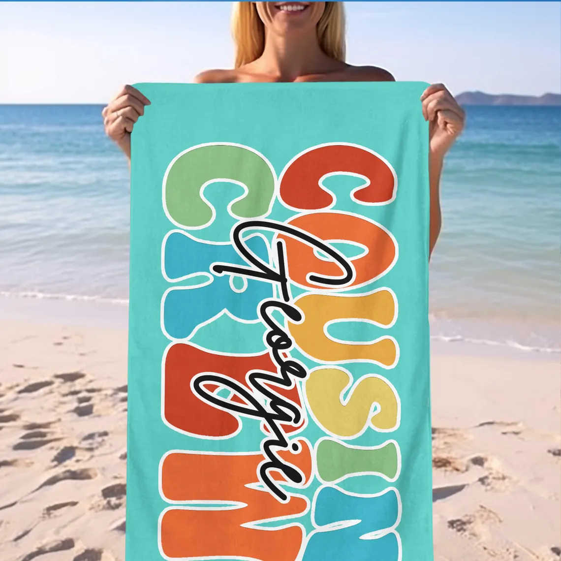 Personalized Cousin Crew Beach Towel – Family Vacation Gift - Image 3