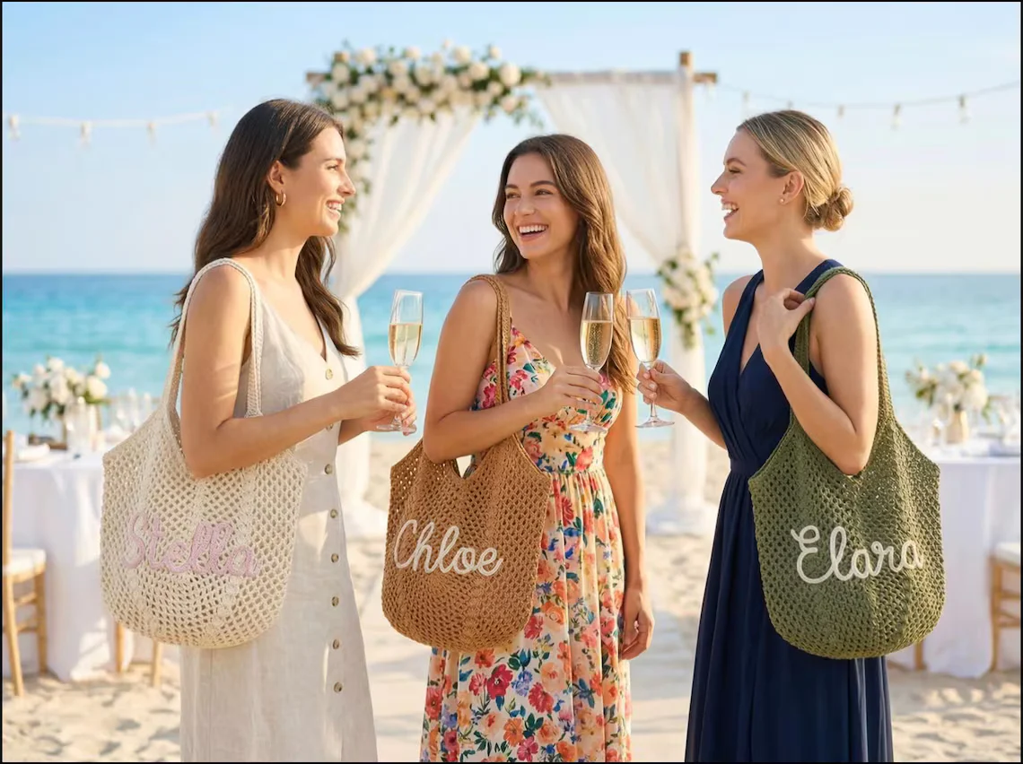 Personalized Crochet Beach Bag – Custom Summer Tote Gift