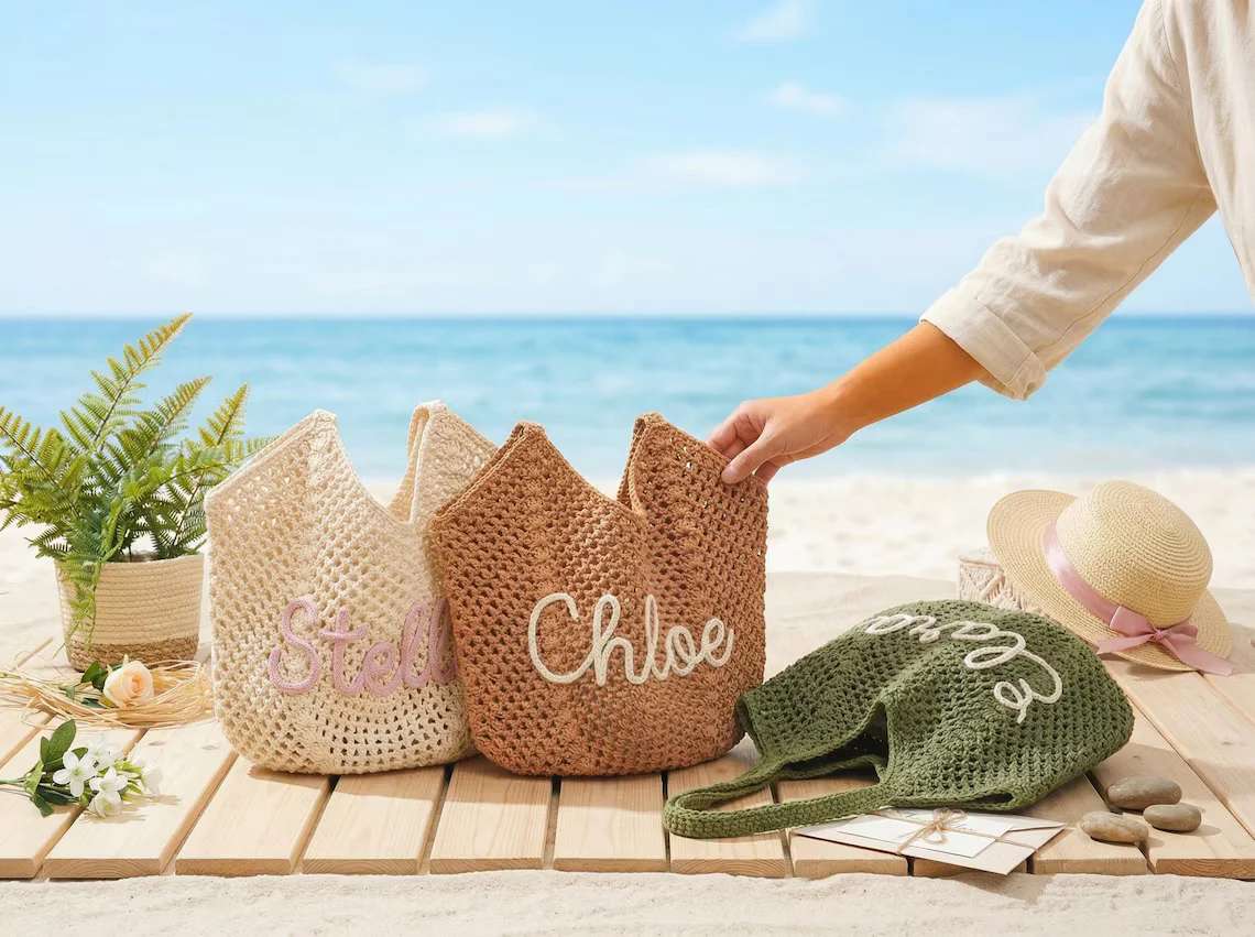 Personalized Crochet Beach Bag – Custom Summer Tote Gift - Image 4