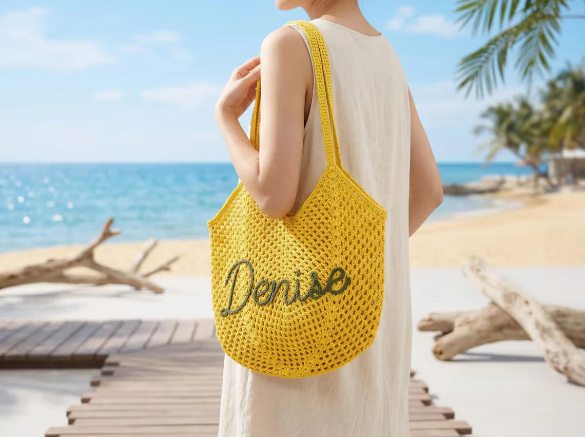 Personalized Crochet Beach Bag – Custom Summer Tote Gift - Image 5