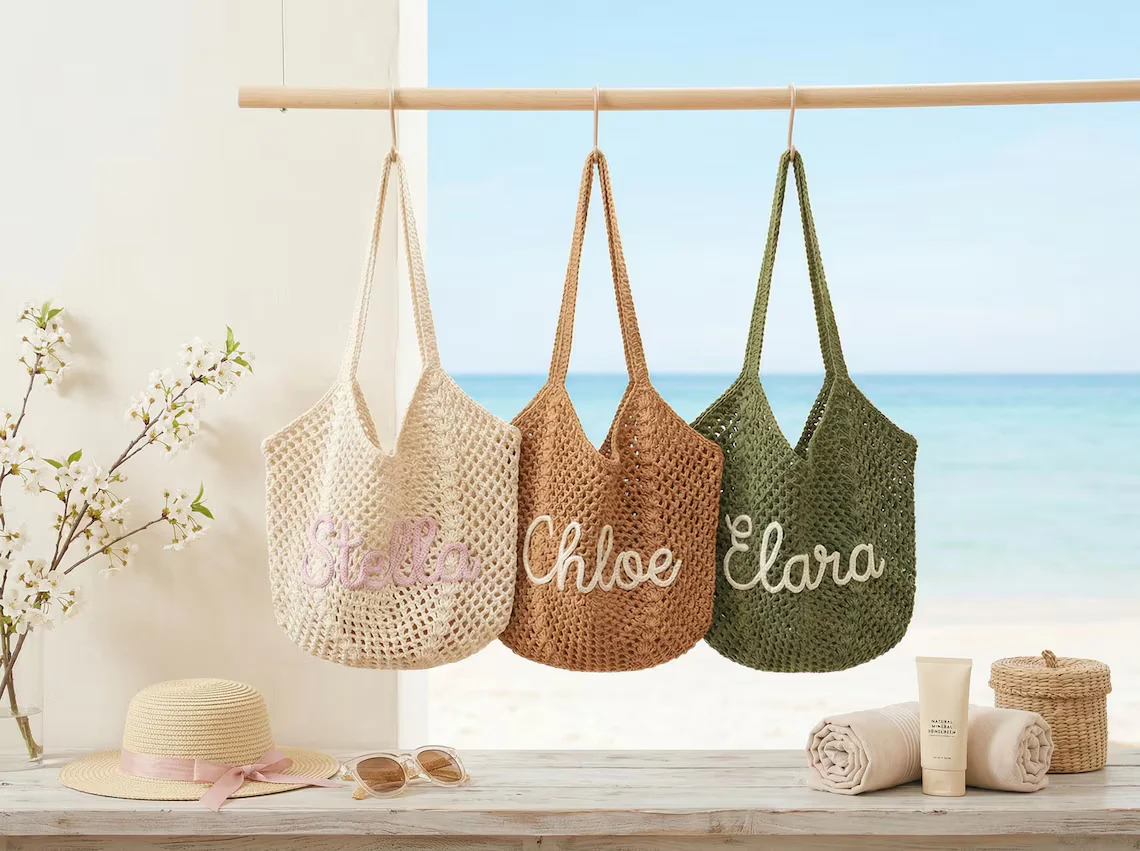 Personalized Crochet Beach Bag – Custom Summer Tote Gift - Image 6