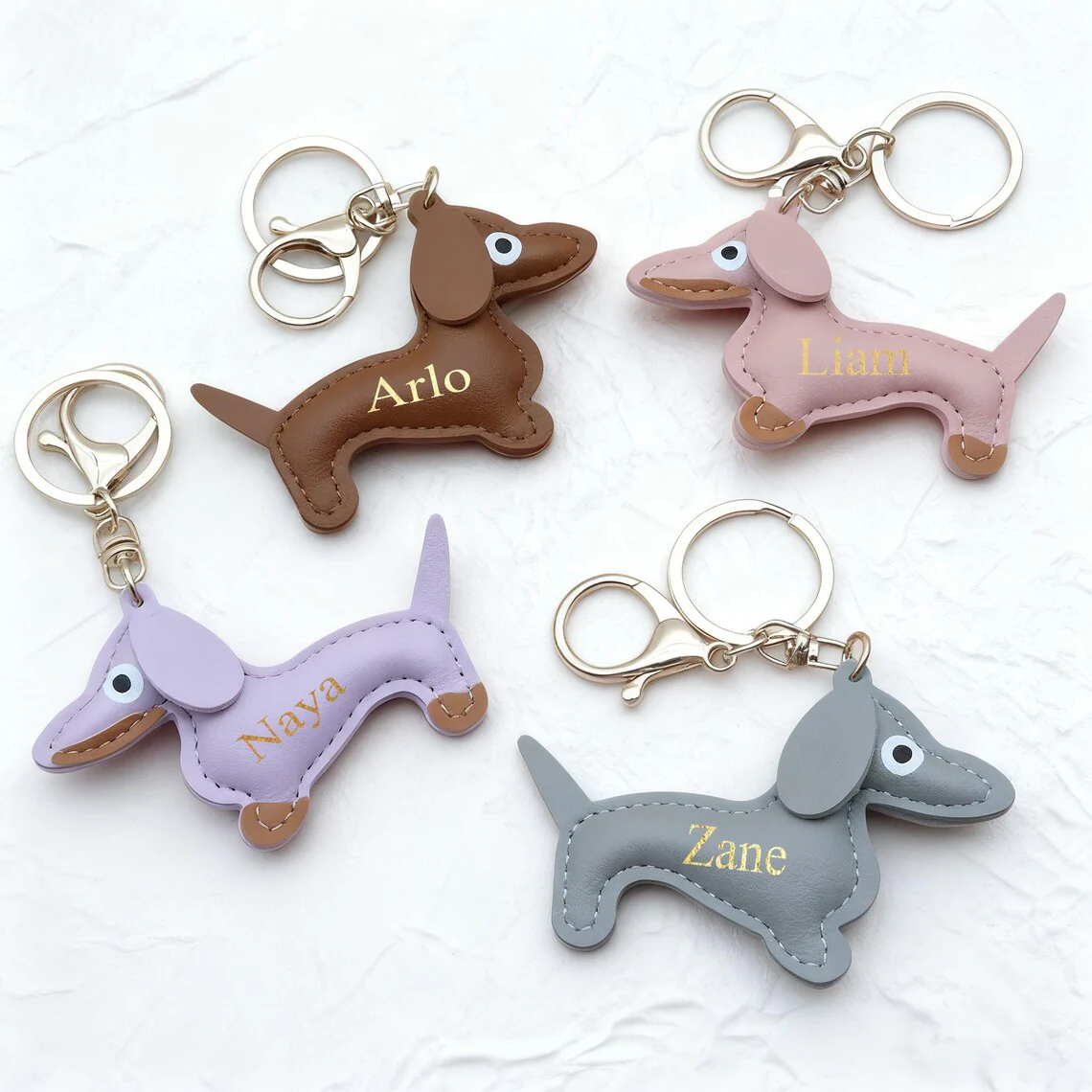 Personalized Dachshund Keychain | Custom Name & Initial Keyring - Image 3