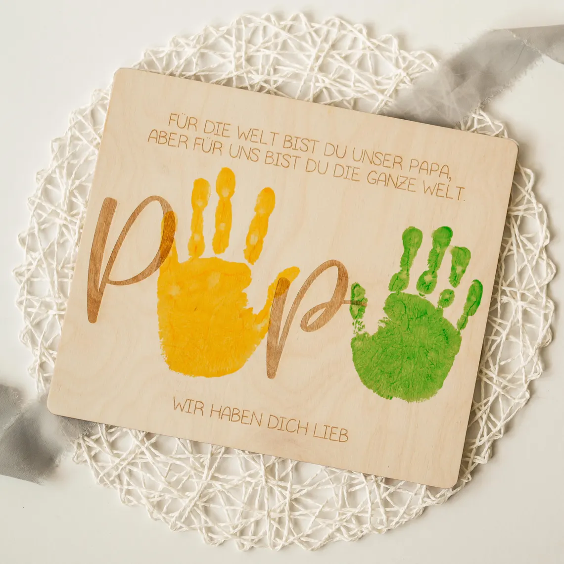 Personalized Dad Handprint Wood Sign Gift from Kids - Image 2