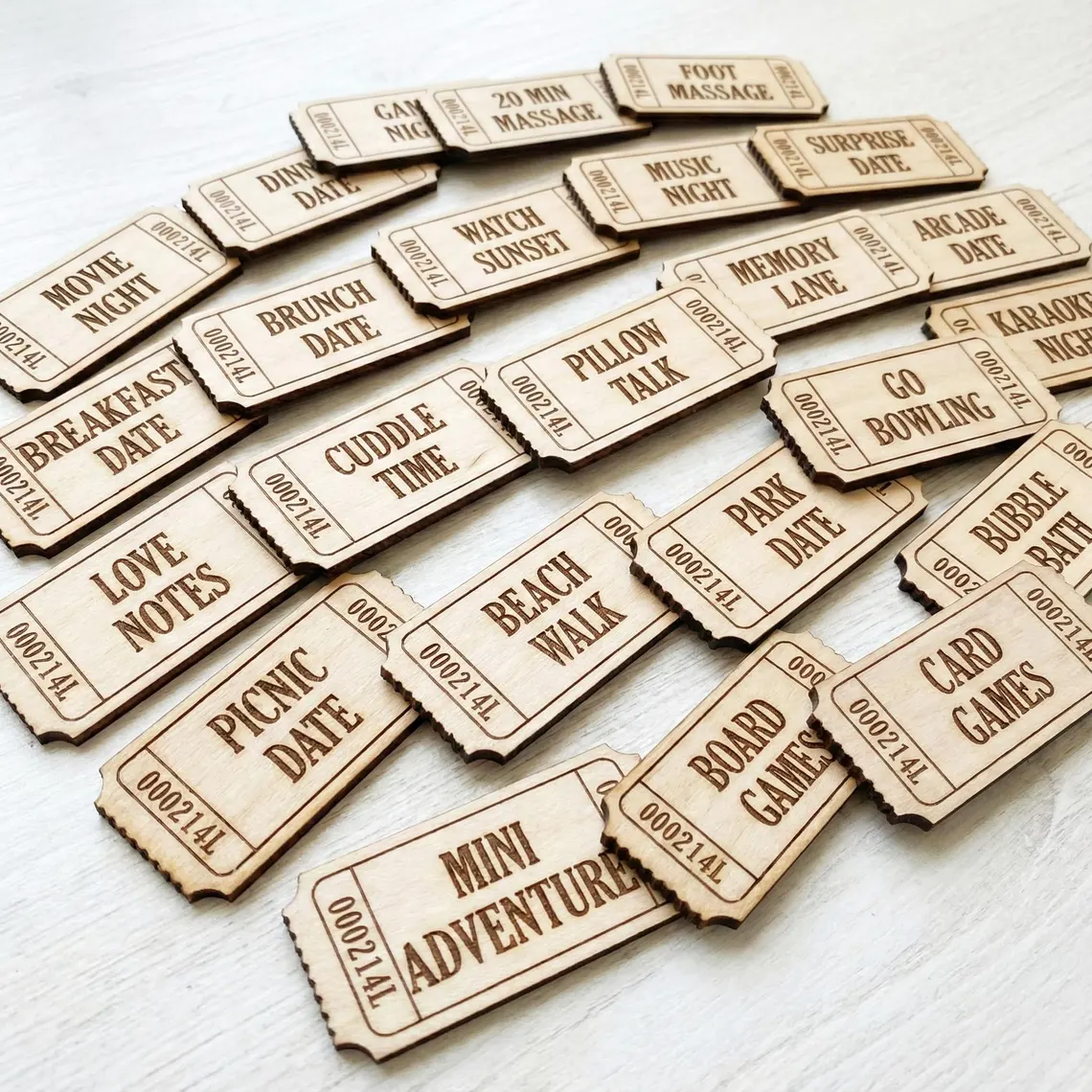 Personalized Wooden Date Night Tickets – 60 Couples Love Coupons Gift - Image 3