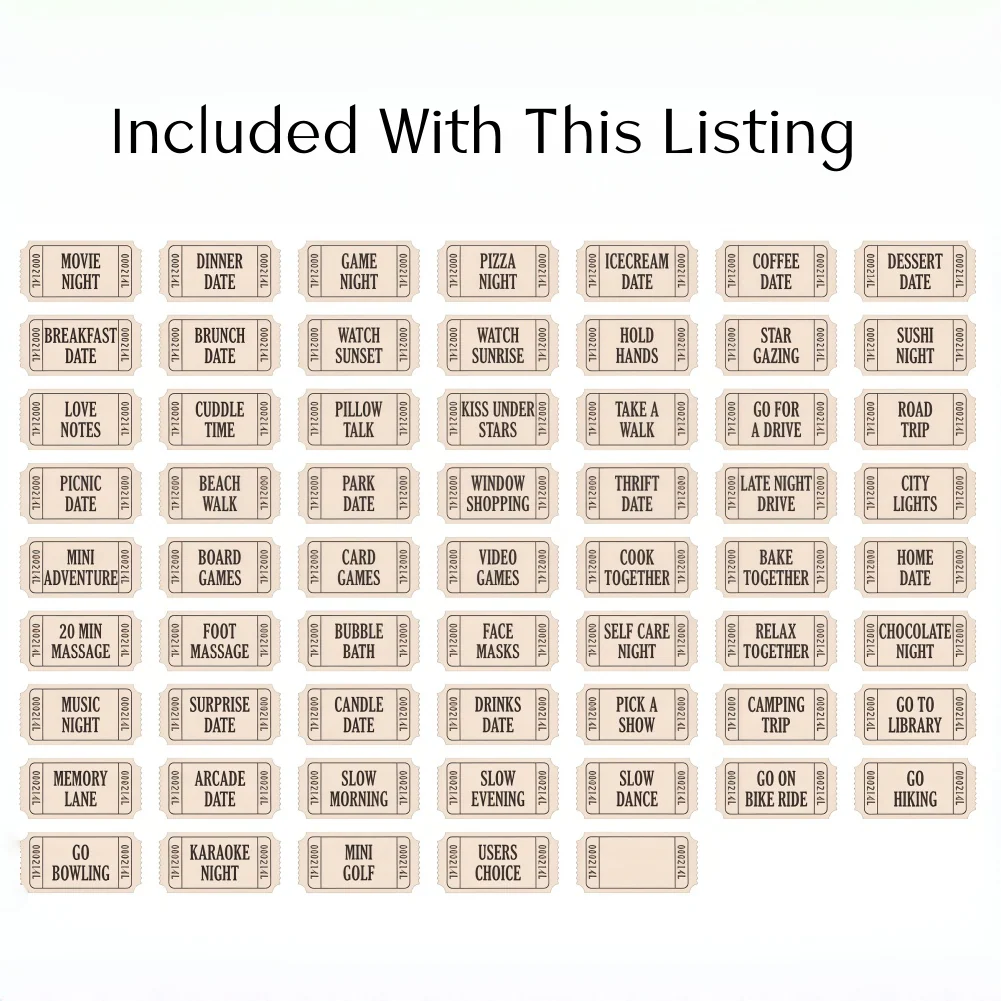Personalized Wooden Date Night Tickets – 60 Couples Love Coupons Gift - Image 5