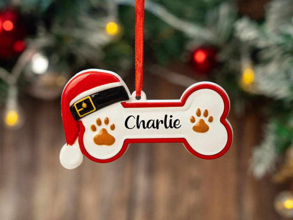 Personalized Dog Bone Christmas Ornament | Custom Pet Keepsake 2025