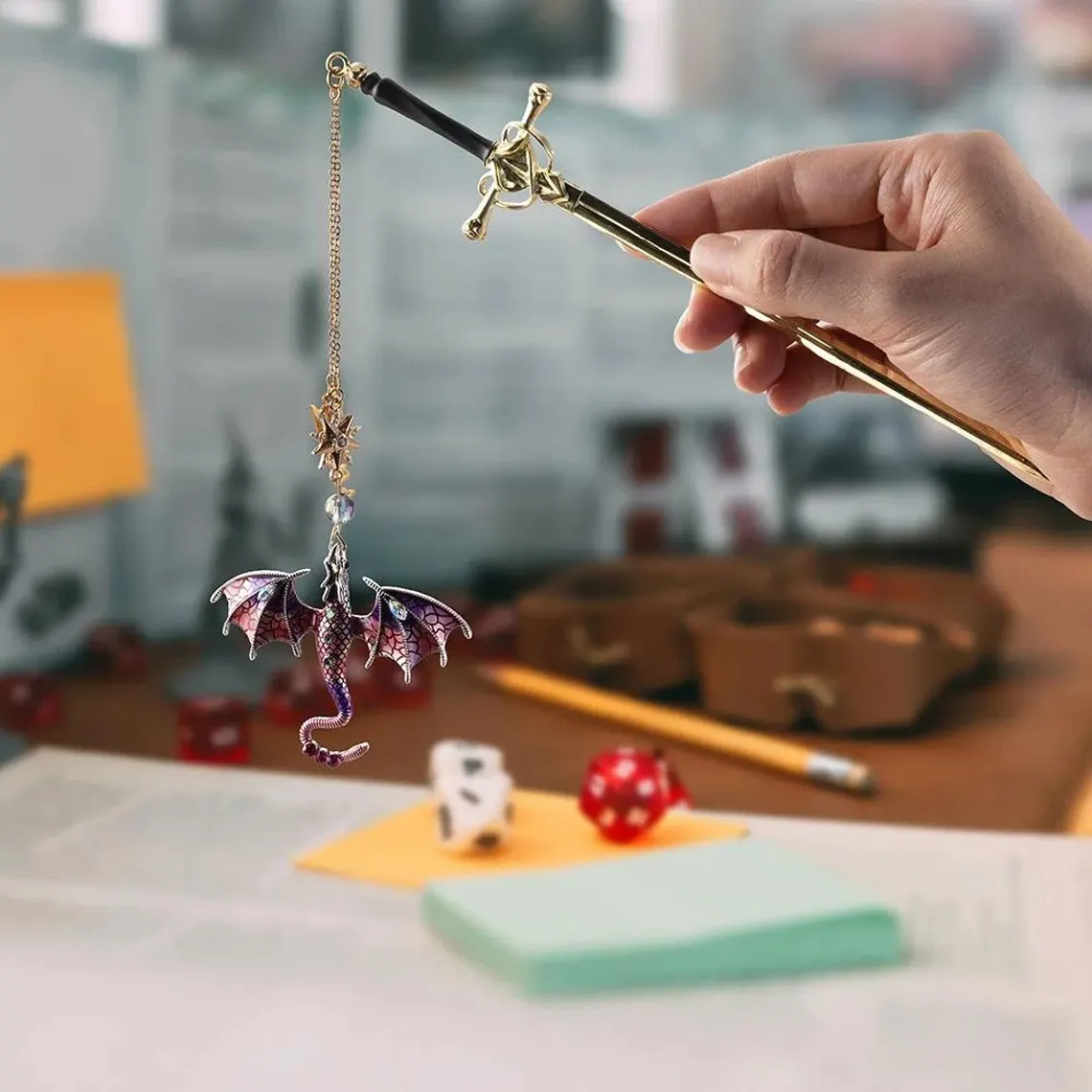 Custom Name Fantasy Dragon Bookmark | Metal Sword Design - Image 3
