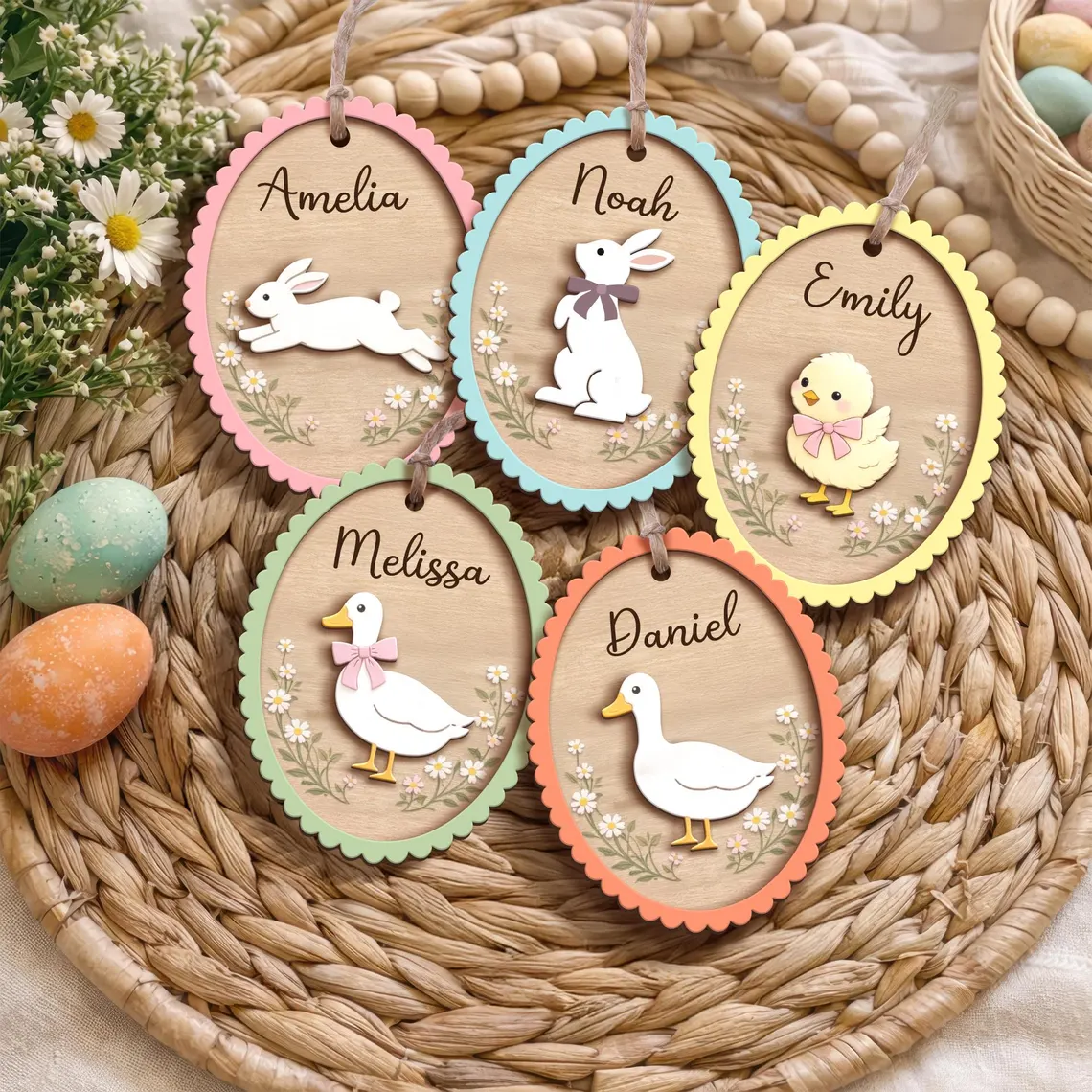 Personalized Easter Basket Name Tag – Custom Bunny Tag
