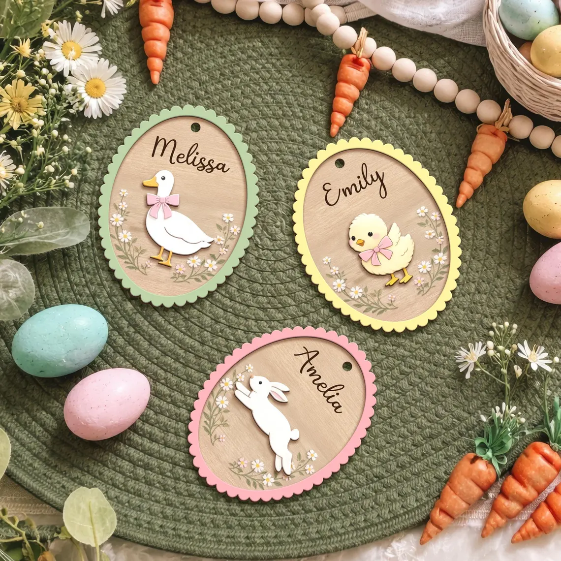 Personalized Easter Basket Name Tag – Custom Bunny Tag - Image 2