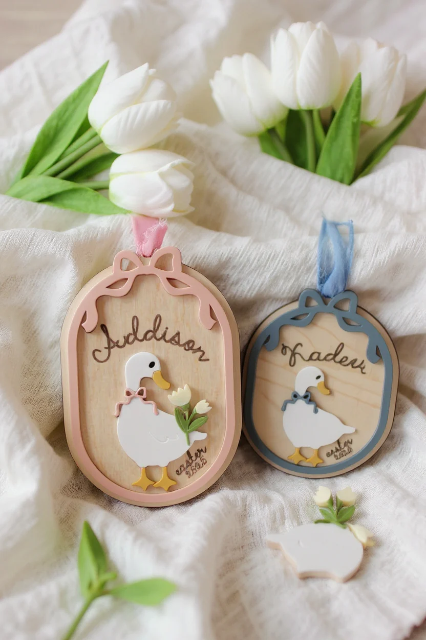 Personalized Easter Basket Tag – Goose Custom Name - Image 2