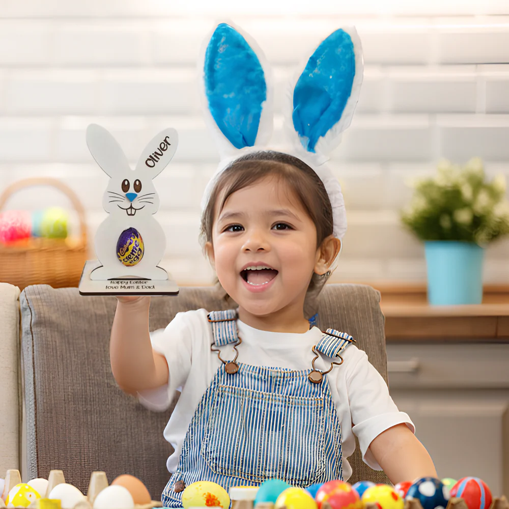 Personalized Easter Bunny Egg Wooden Stand β Customizable Party Decoration & Sweet Gift for Kids π°π - Image 3
