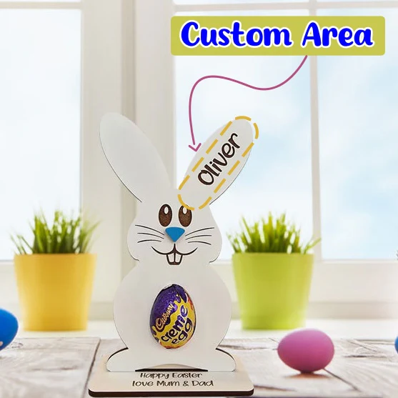 Personalized Easter Bunny Egg Wooden Stand β Customizable Party Decoration & Sweet Gift for Kids π°π - Image 4