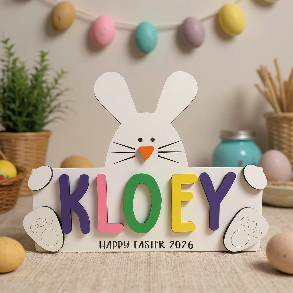 Personalized Easter Bunny DIY Sign with Paintable Name - Image 2