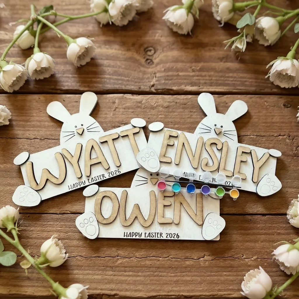 Personalized Easter Bunny DIY Sign with Paintable Name - Image 3