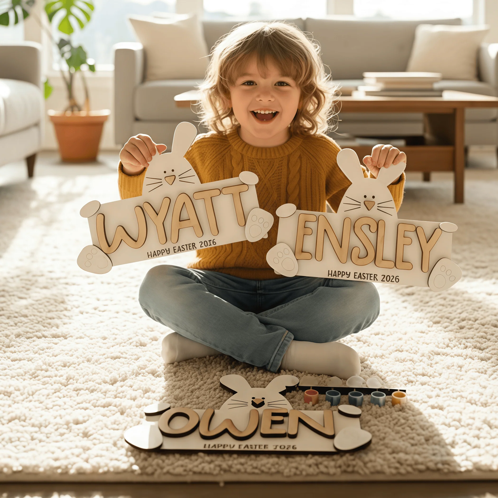 Personalized Easter Bunny DIY Sign with Paintable Name - Image 4