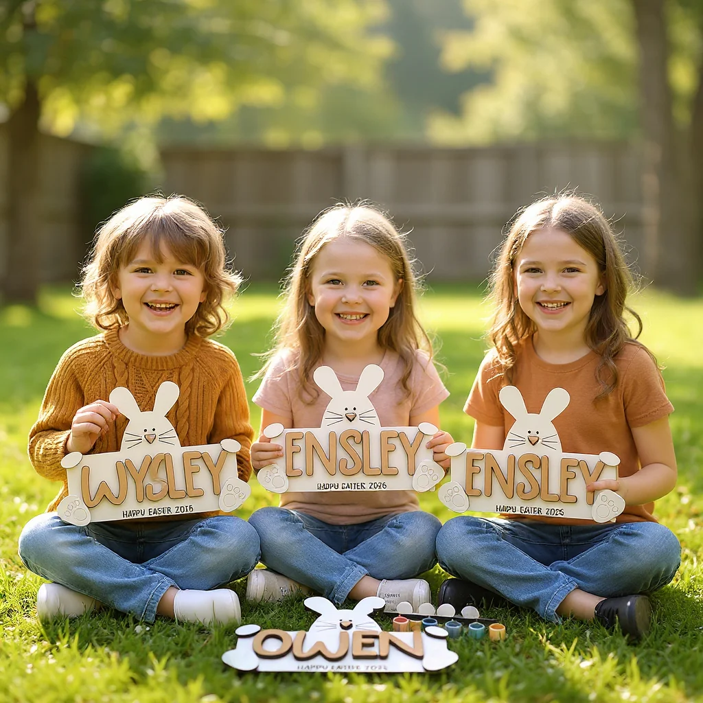 Personalized Easter Bunny DIY Sign with Paintable Name - Image 5