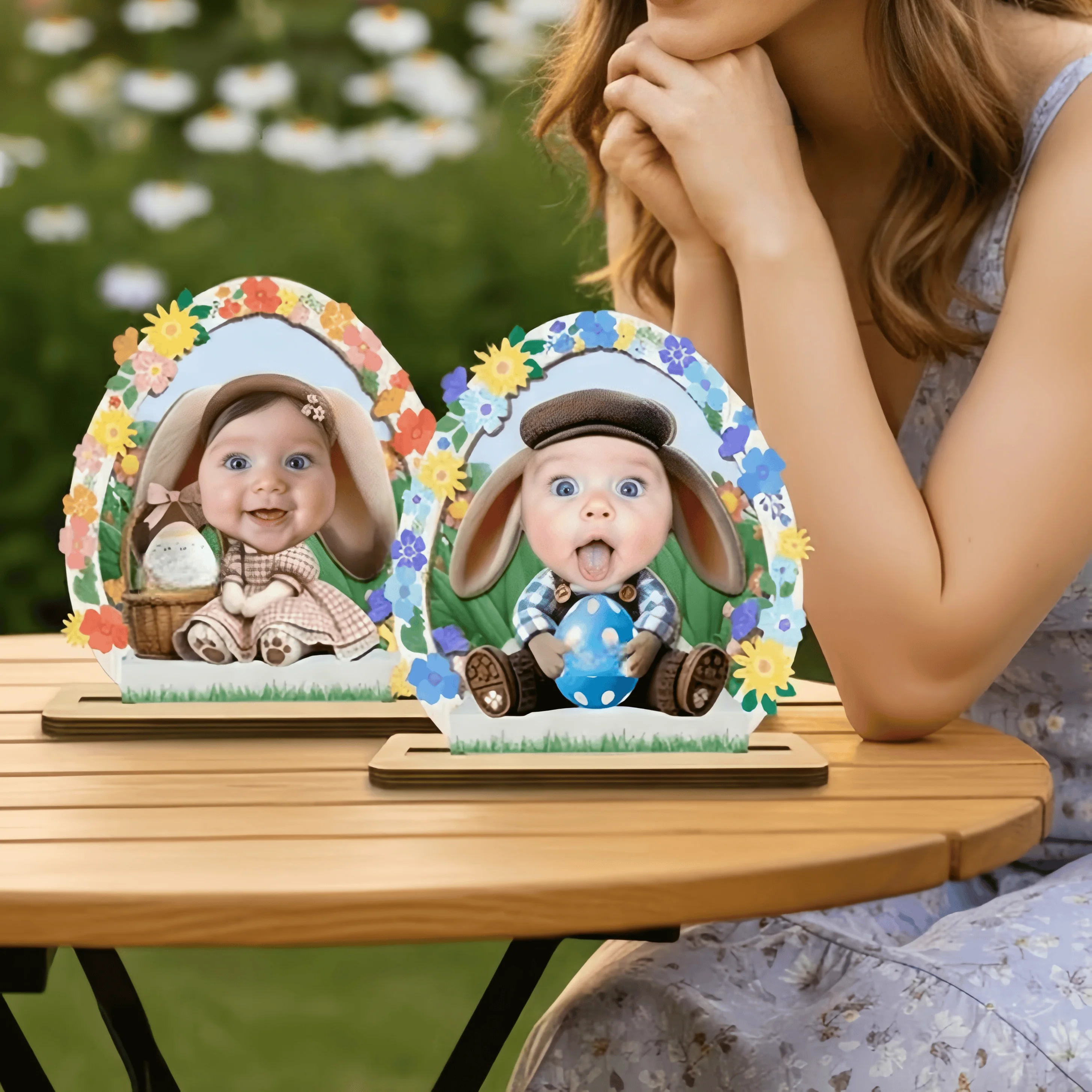 Personalized Easter Bunny Plaque for Kids with Photo Upload