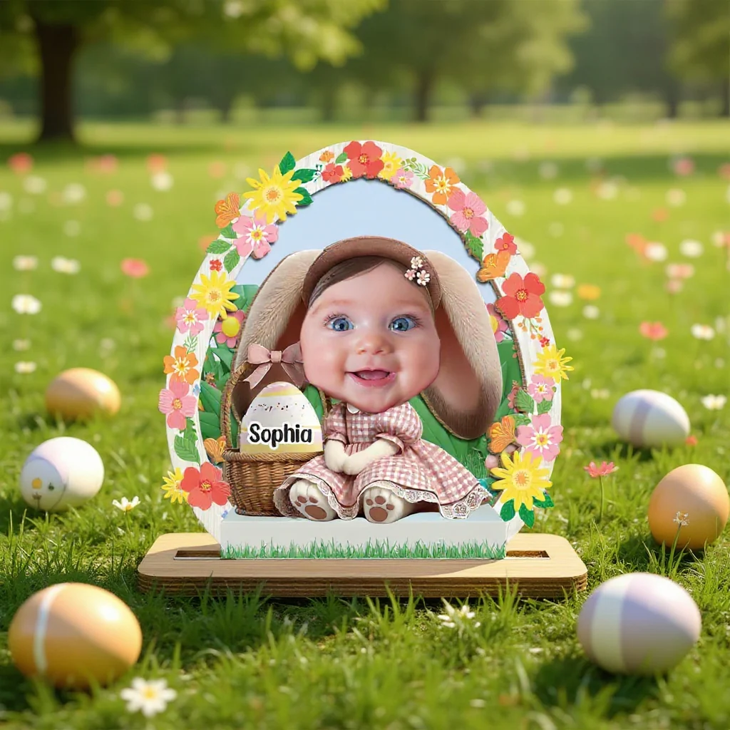 Personalized Easter Bunny Plaque for Kids with Photo Upload - Image 3