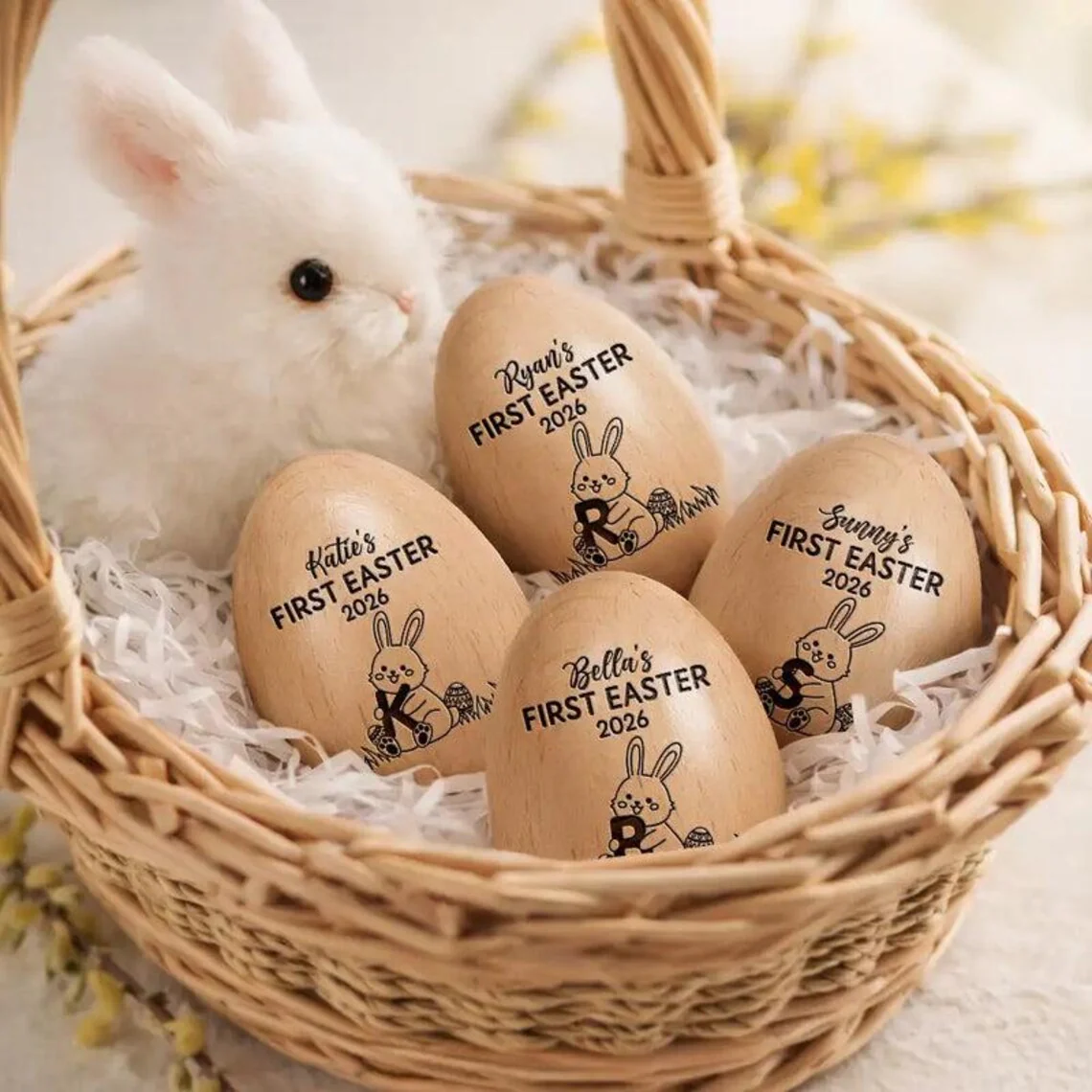 Personalized Easter Wooden Egg Shaker with Custom Year Name - Image 2
