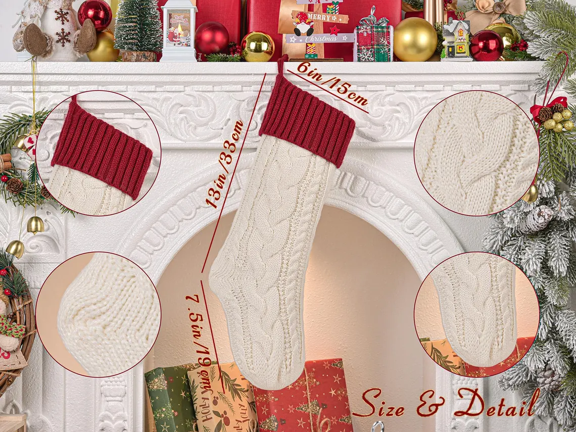 Personalized 2025 Christmas Stocking with Name | Embroidered Knit Stocking - Image 5