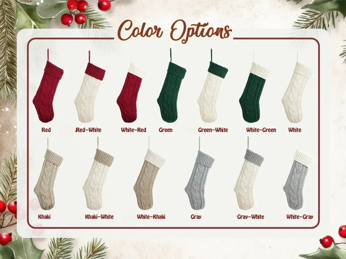 Personalized 2025 Christmas Stocking with Name | Embroidered Knit Stocking - Image 6