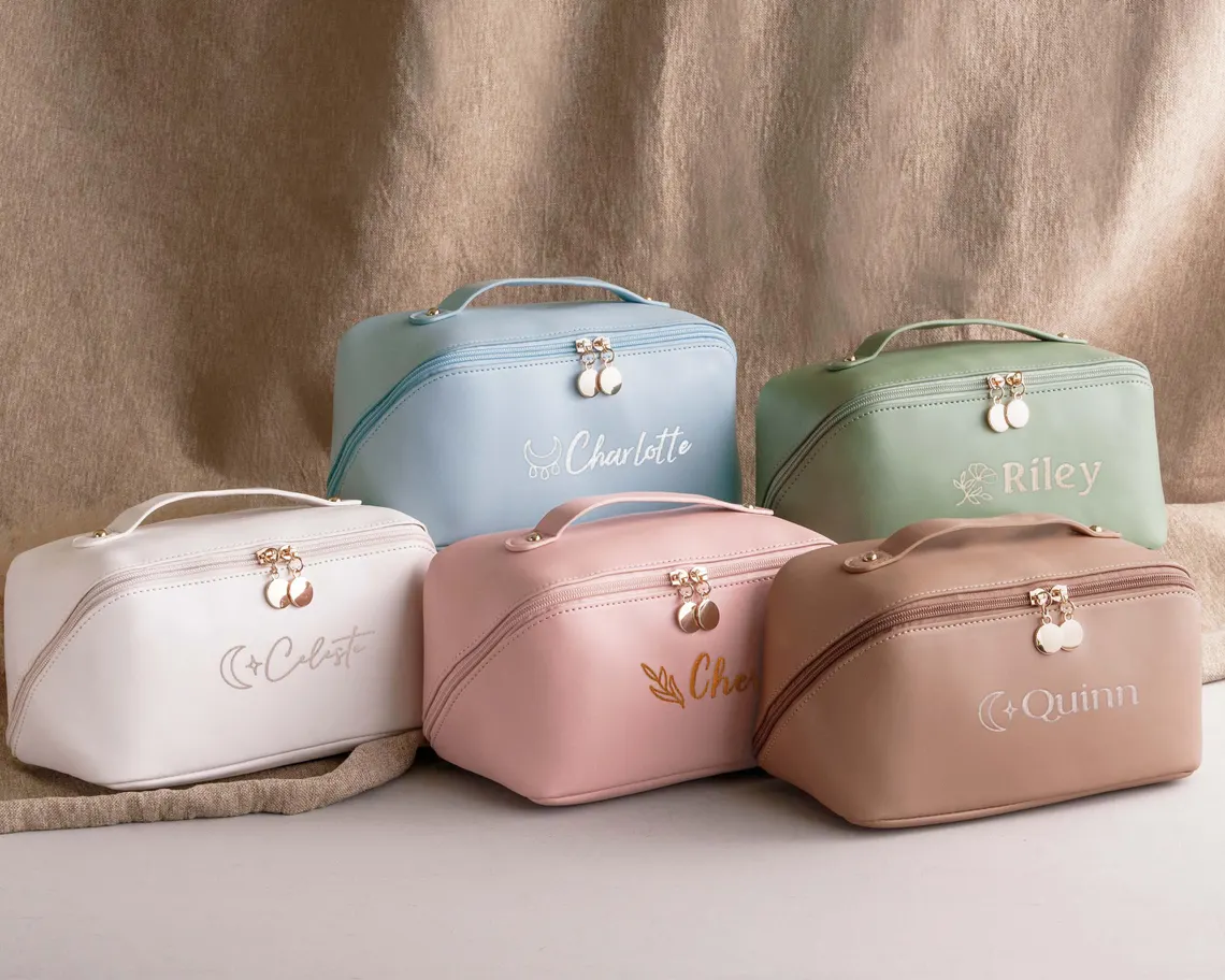 Personalized Embroidered Makeup Bag with Name – Bridesmaid Gift - Image 2