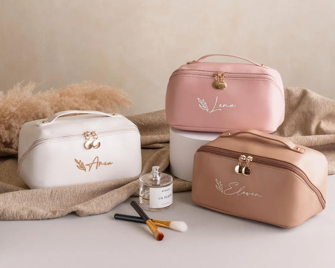 Personalized Embroidered Makeup Bag with Name – Bridesmaid Gift - Image 4