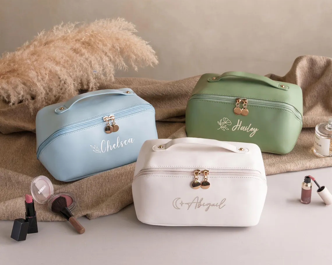 Personalized Embroidered Makeup Bag with Name – Bridesmaid Gift - Image 5