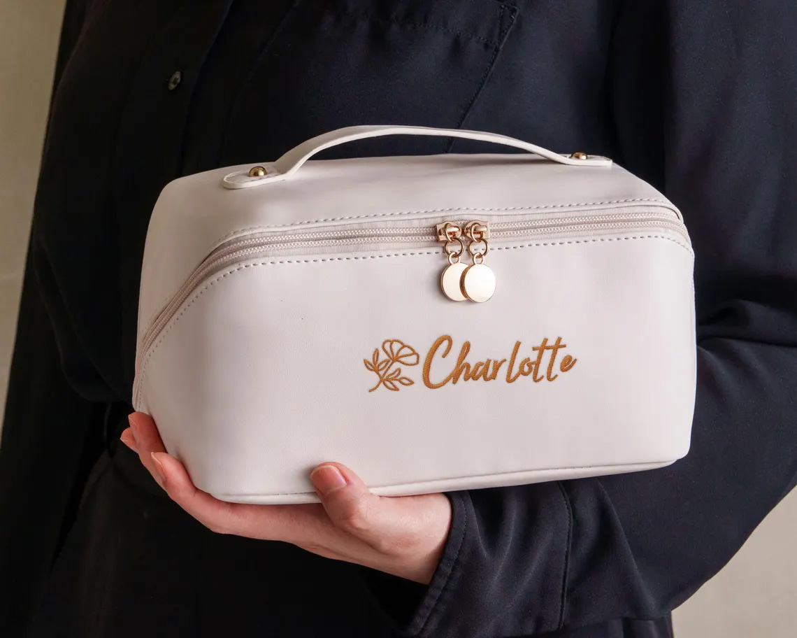 Personalized Embroidered Makeup Bag with Name – Bridesmaid Gift - Image 6