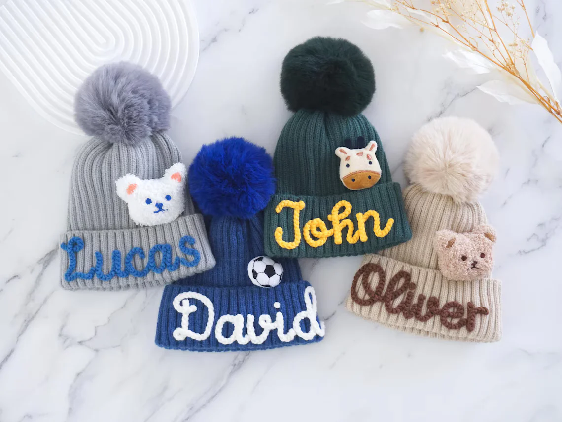 Personalized Family Beanie – Custom Name Knit Hat with Pom Pom - Image 5