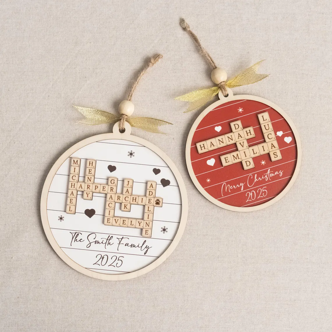 Personalized Family Crossword Wooden Ornament – Custom Christmas Gift - Image 2