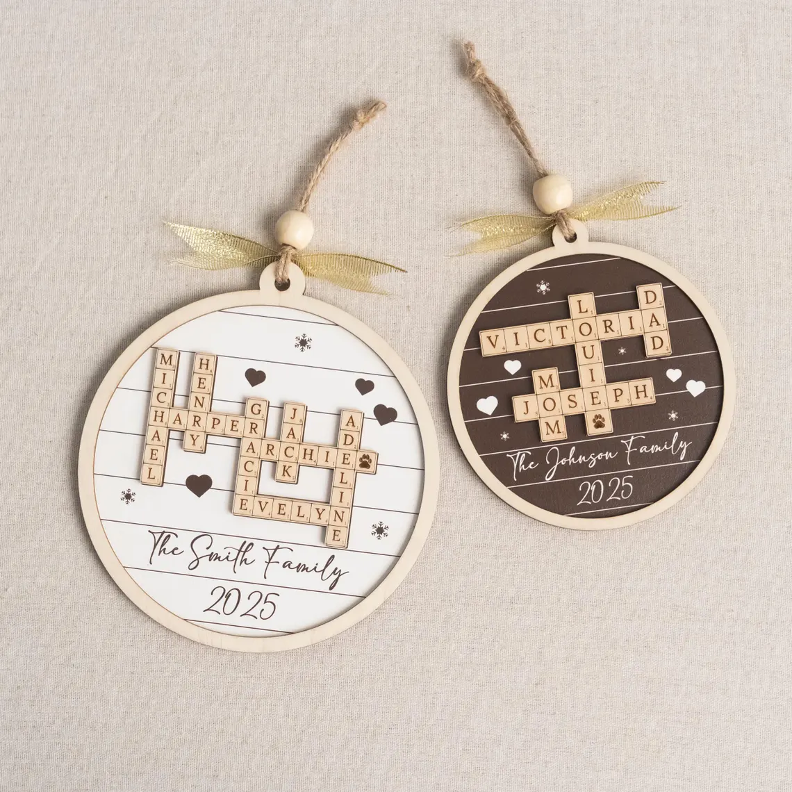 Personalized Family Crossword Wooden Ornament – Custom Christmas Gift - Image 3
