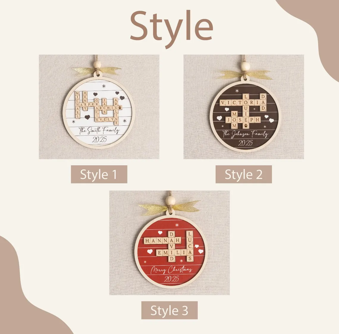 Personalized Family Crossword Wooden Ornament – Custom Christmas Gift - Image 6