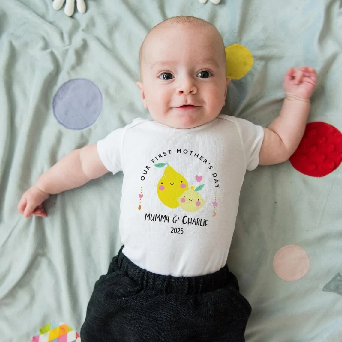 Personalized Our First Mother’s Day T-Shirt & Baby Bodysuit – Mama & Me Gift - Image 3