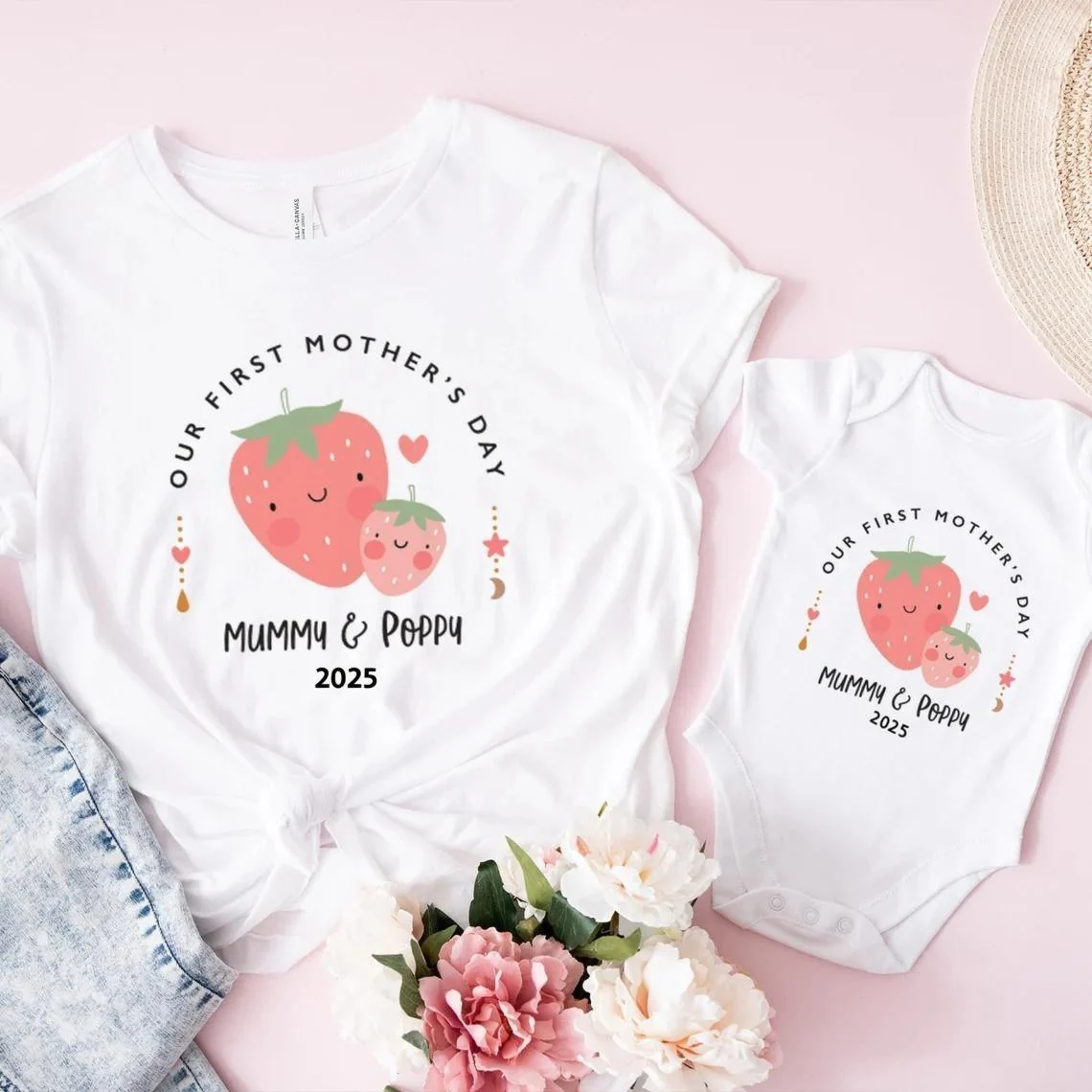 Personalized Our First Mother’s Day T-Shirt & Baby Bodysuit – Mama & Me Gift - Image 7