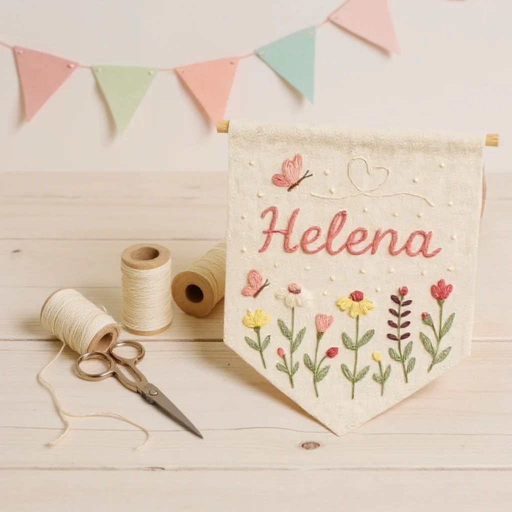 Personalized Floral Name Banner for Girl Nursery - Image 3