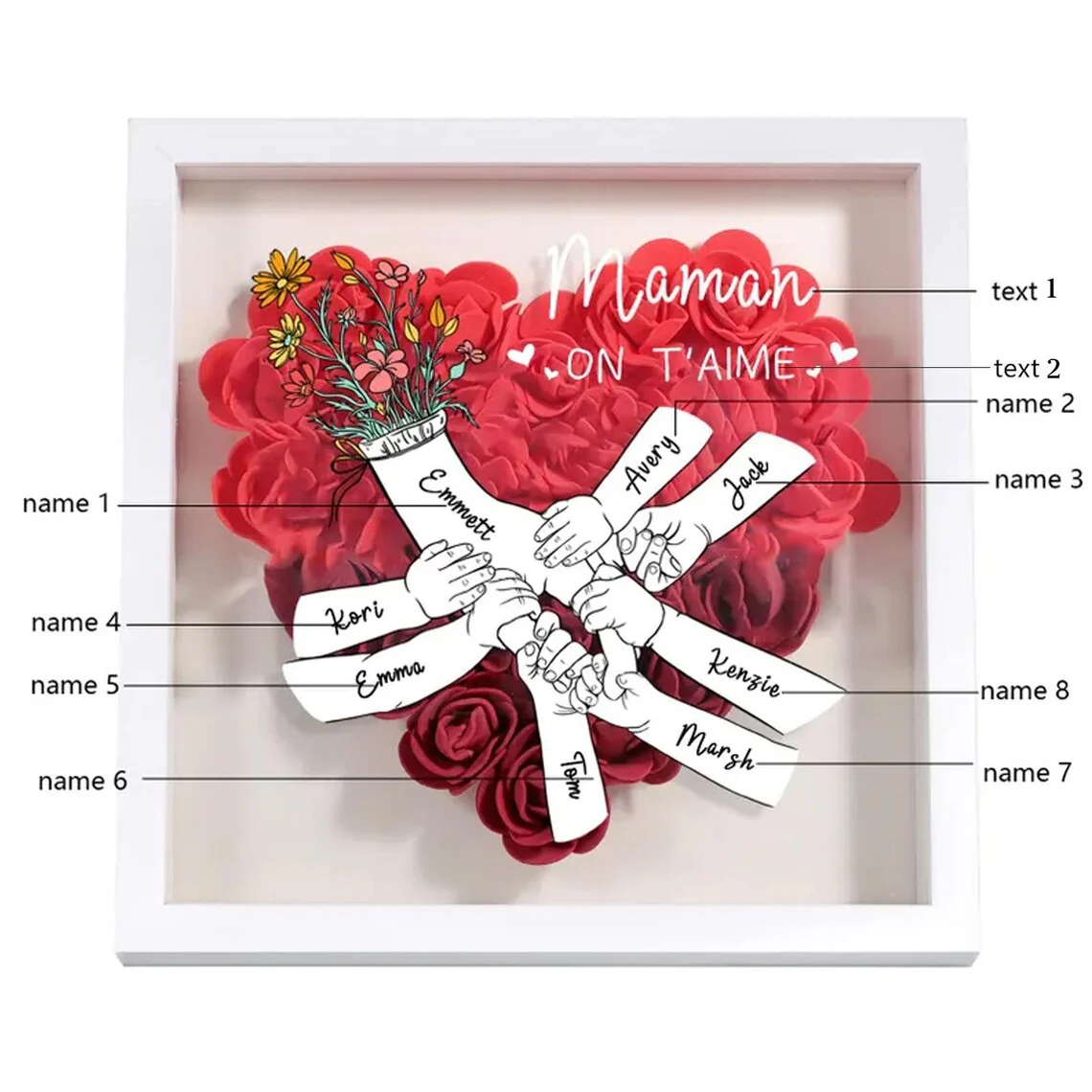 Personalized Name Flower Shadow Box | Gift for Mom & Grandma - Image 10