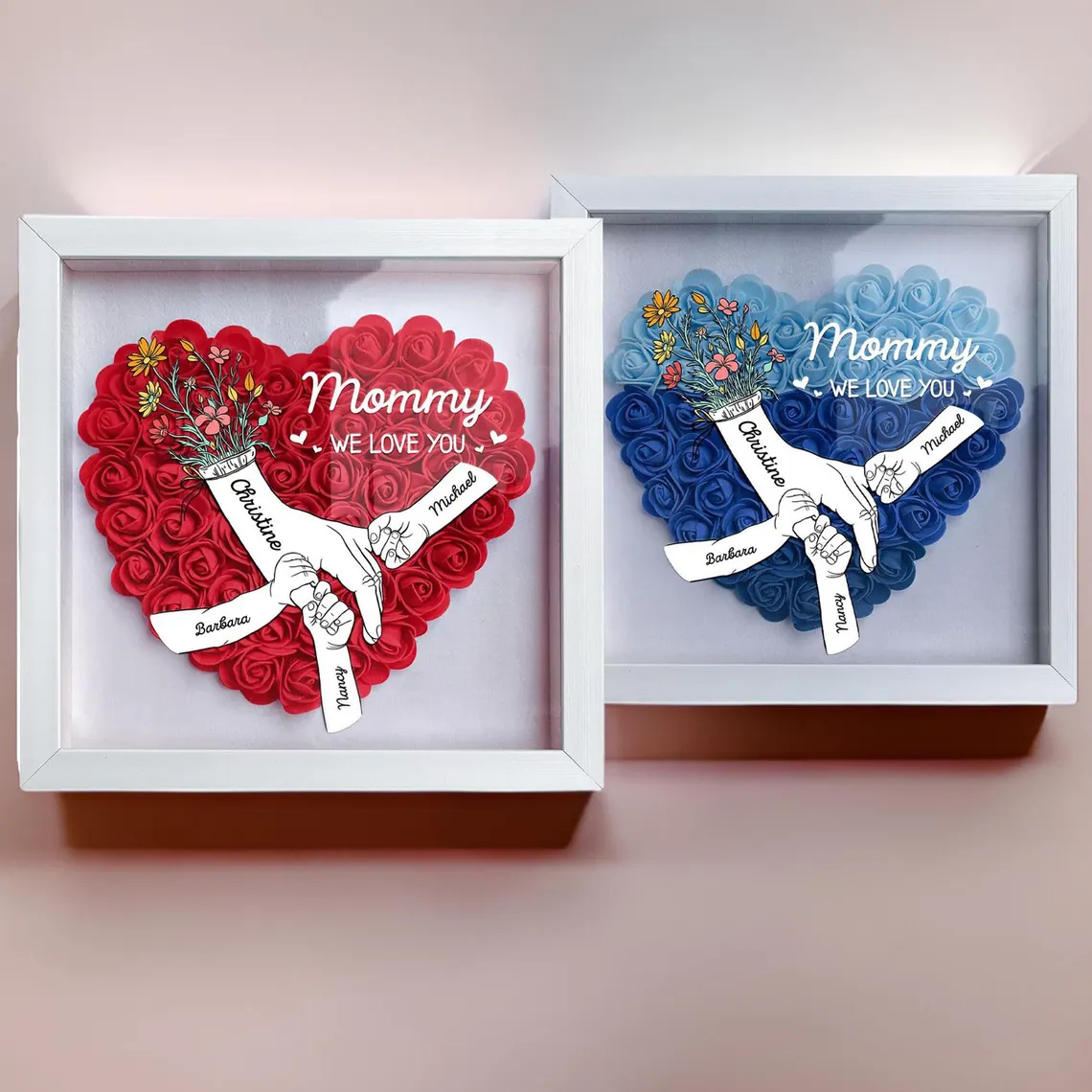 Personalized Name Flower Shadow Box | Gift for Mom & Grandma - Image 3