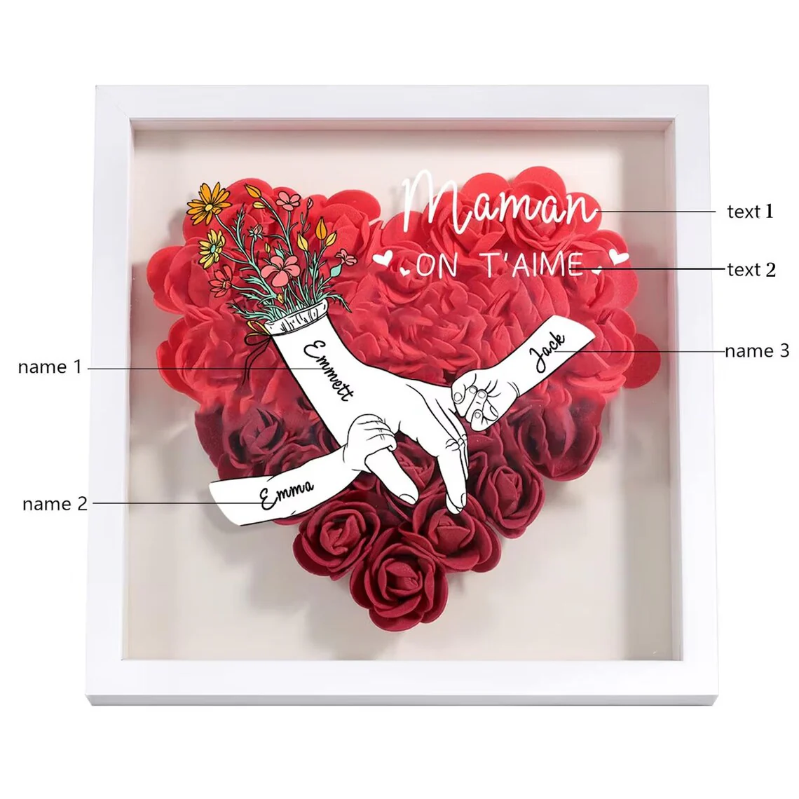 Personalized Name Flower Shadow Box | Gift for Mom & Grandma - Image 5
