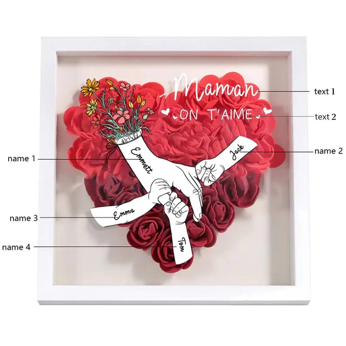 Personalized Name Flower Shadow Box | Gift for Mom & Grandma - Image 6