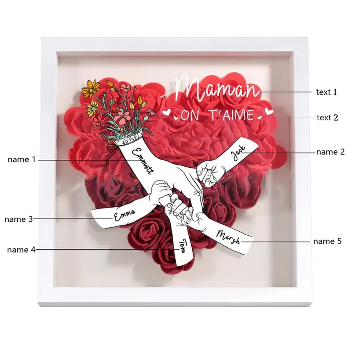 Personalized Name Flower Shadow Box | Gift for Mom & Grandma - Image 7