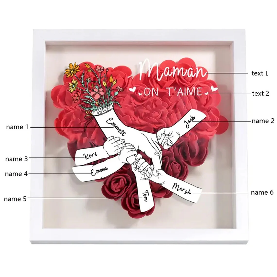 Personalized Name Flower Shadow Box | Gift for Mom & Grandma - Image 8
