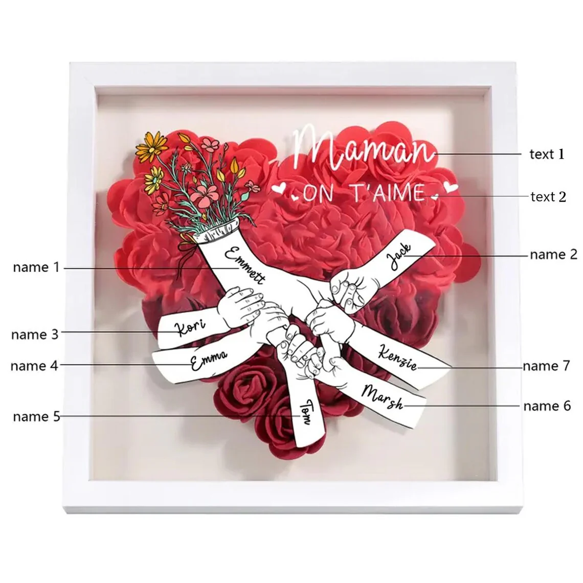 Personalized Name Flower Shadow Box | Gift for Mom & Grandma - Image 9