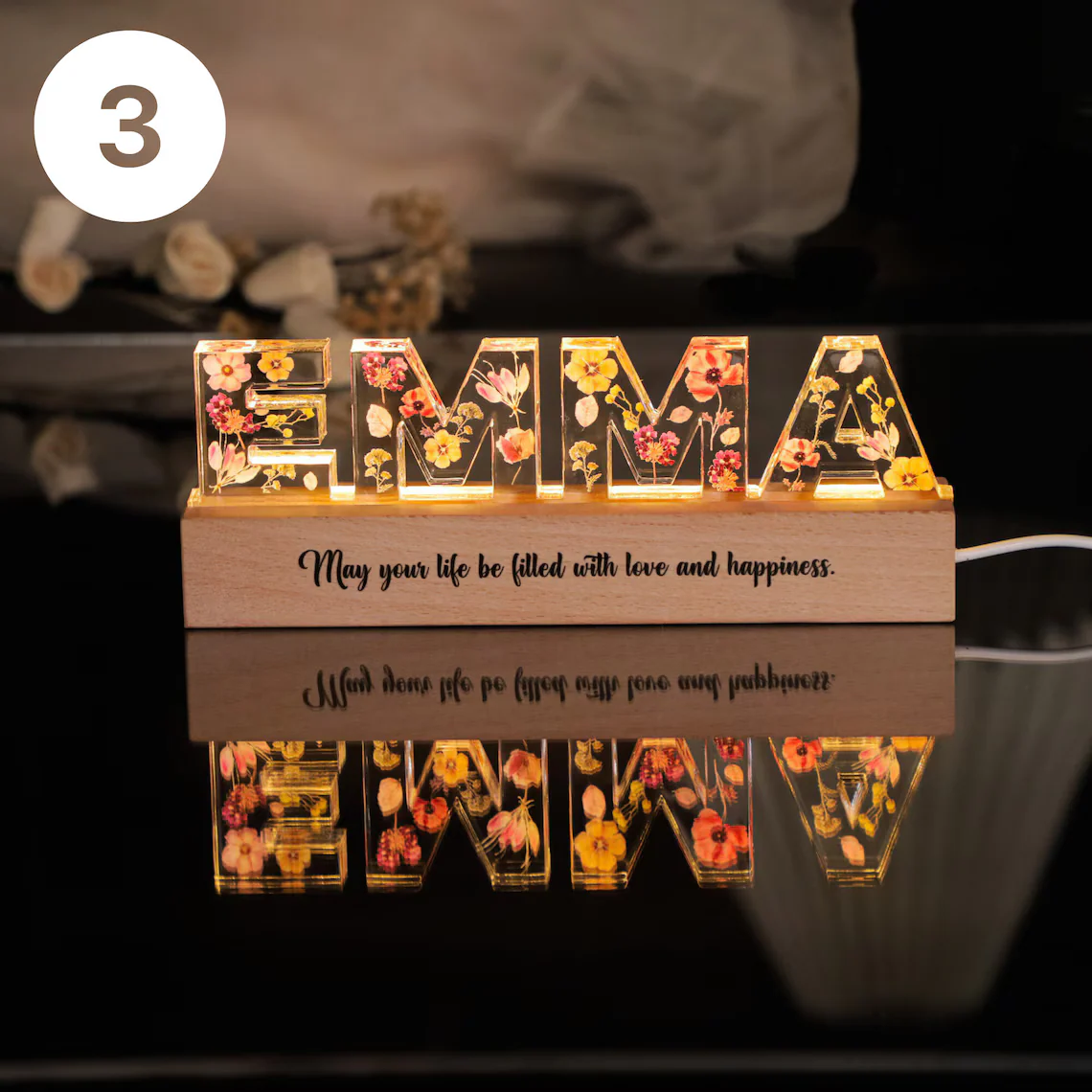 Personalized Name Flower LED Night Light – Custom Gift for Girls & Babies - Image 4