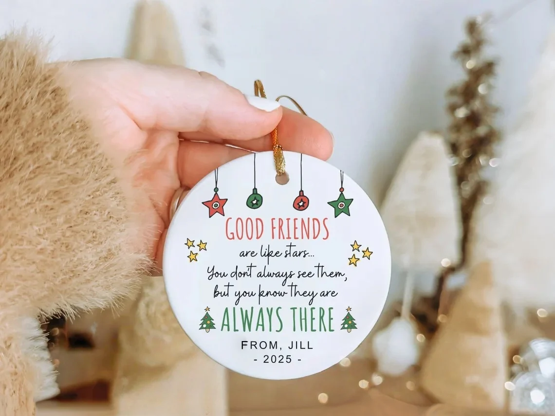 Personalized Friendship Ceramic Ornament 2025 | Best Friend Christmas Gift