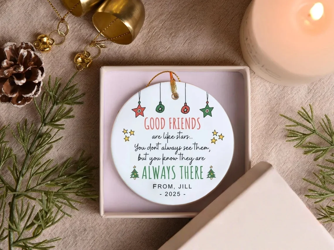 Personalized Friendship Ceramic Ornament 2025 | Best Friend Christmas Gift - Image 3