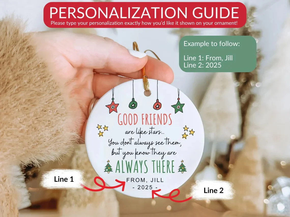 Personalized Friendship Ceramic Ornament 2025 | Best Friend Christmas Gift - Image 4